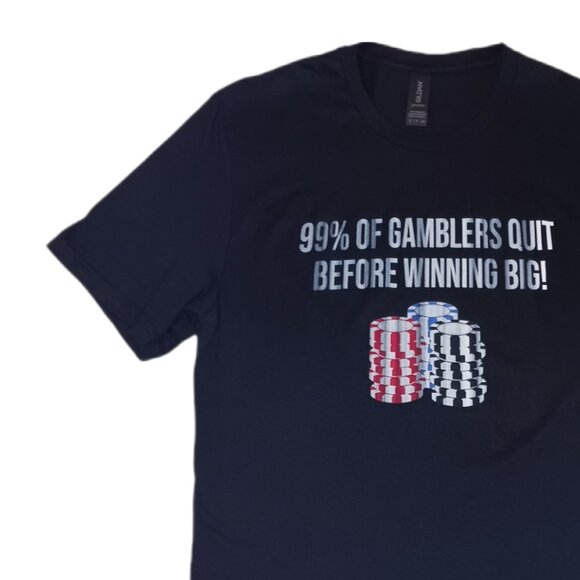 Gambler Funny T Shirt Mens Size Small Short Sleeve Black Casino Mens S - Picture 4 of 6
